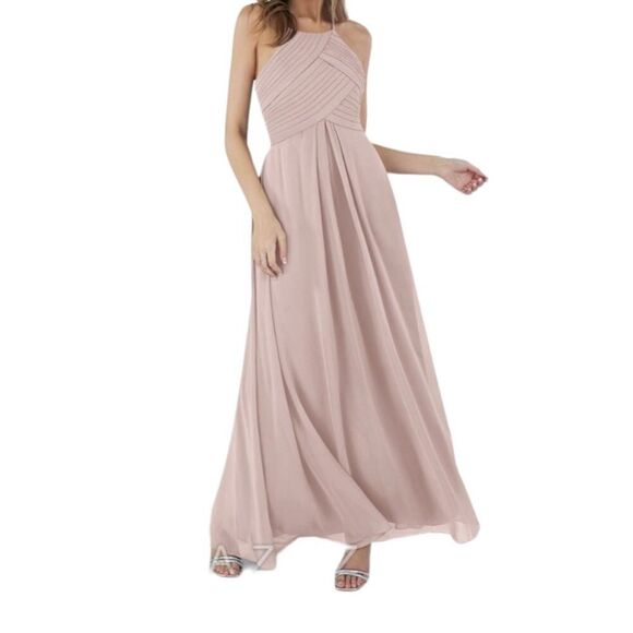 Azazie Blush Pink Princess Halter Bridesmaid Dress Size 2 - Picture 1 of 10